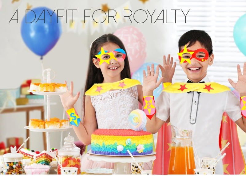 إيرولين iROLEWIN Star Superhero-costumes-Cape وقناع للأطفال والبنات والأولاد وهدايا حفلات البطل الخارق مثل فستان الهالوين مع الأساور (وردي) - Image 3